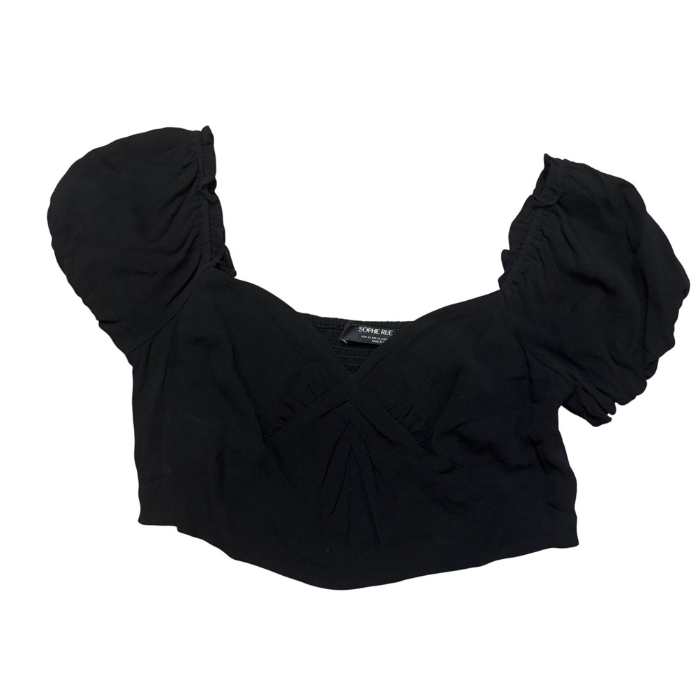 Sophie Rue Black Puff Sleeve Crop‎ Top